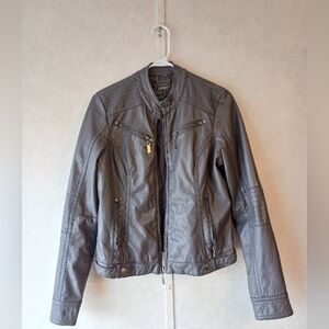 J2 Gray Faux Leather Jacket Streetwear Moto Jacket